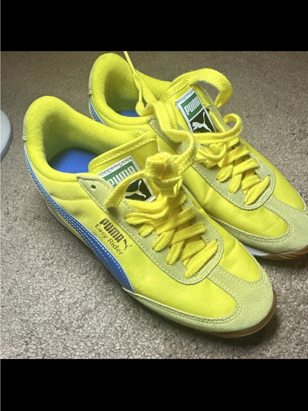 PUMA Easy Rider Low Top Lace Up Sneakers Yellow/Blue Solid 399371-14 M5 W6.5